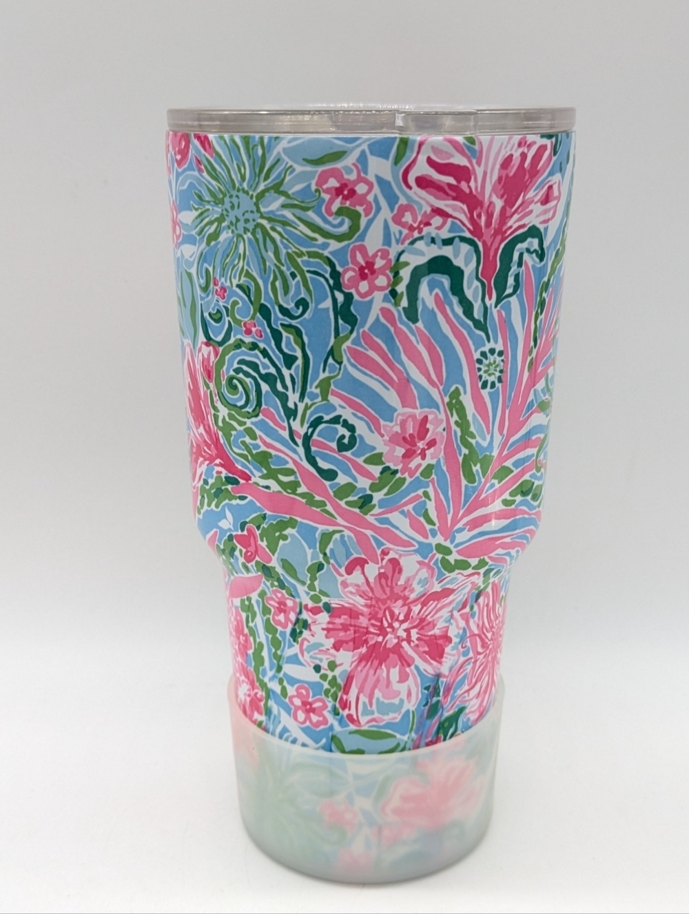 Lilly Pulitzer Pink Blue Tropical 30oz Stainless Steel Travel Tumbler